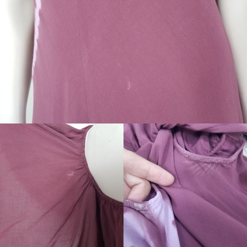 Revolve Blue Life Maroon Tie-Dyed Distressed Ruffle Rayon Maxi Dress Size Small - Picture 15 of 15